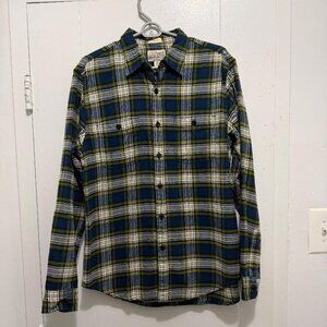 J Crew Plaid Mid-Weight Flannel Button-Down Blue Green Medium Classic Fit